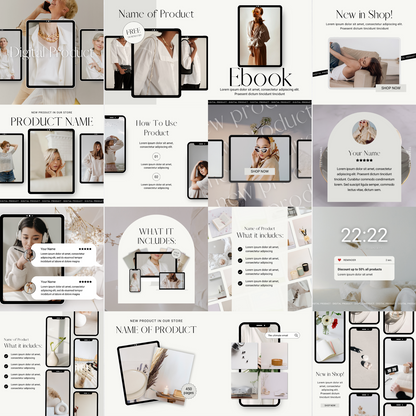 100 Digital Products Instagram Posts WITH PHOTOS (Mockups)