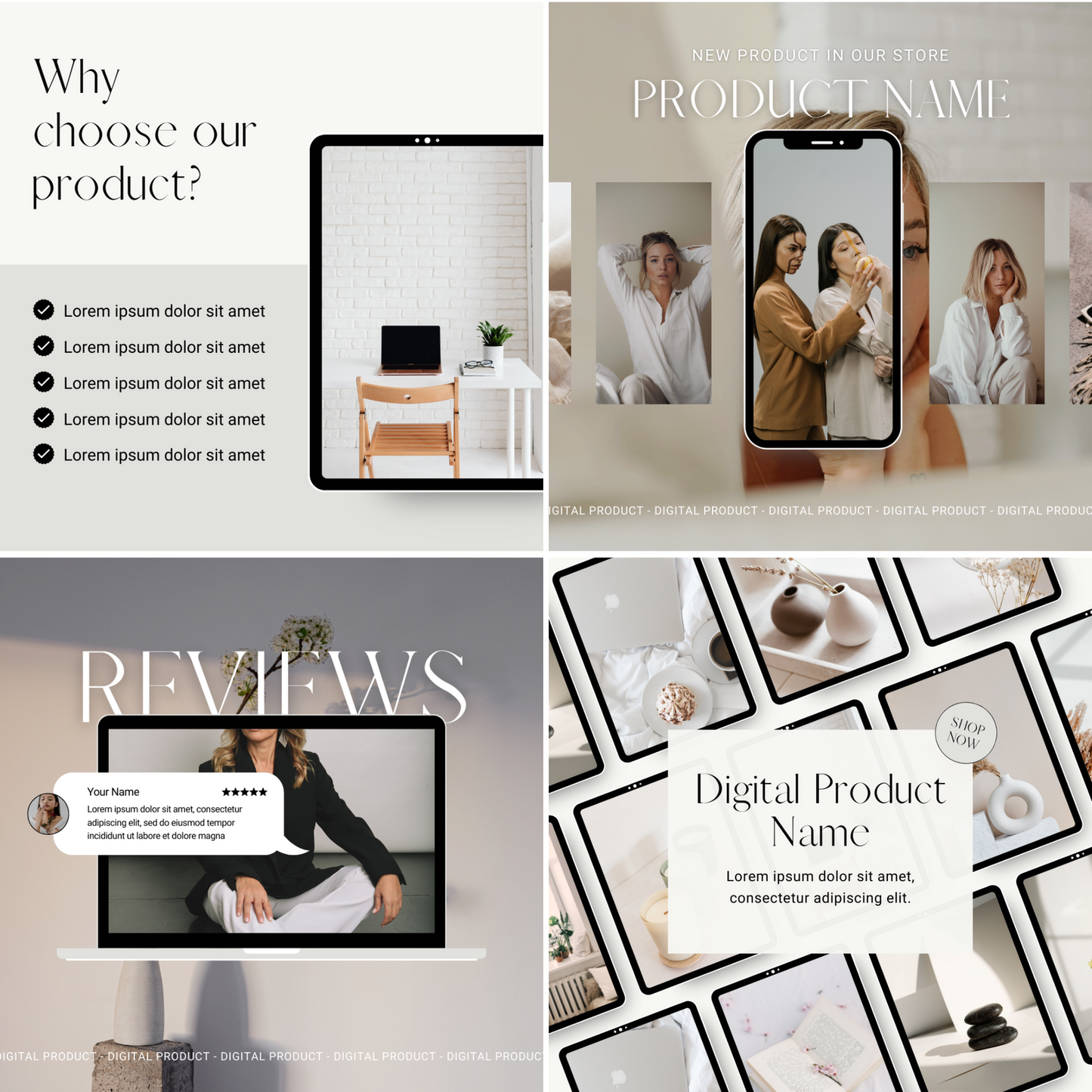 100 Digital Products Instagram Posts WITH PHOTOS (Mockups)