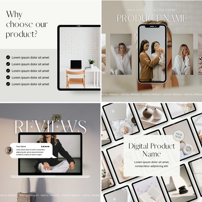100 Digital Products Instagram Posts WITH PHOTOS (Mockups)